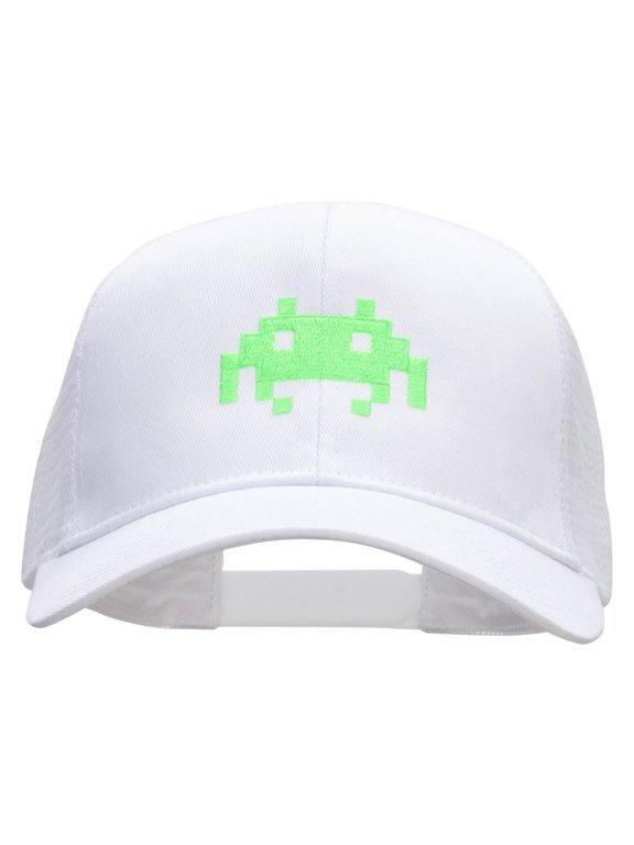 Alien Invades Embroidered Solid Cotton Twill Mesh Prostyle Cap - White OSFM