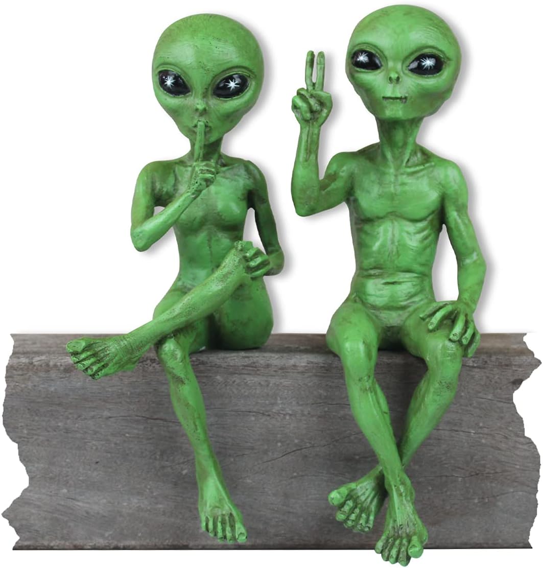 Alien Invasion Ledge Loungers “Peace & Quiet” 10″ H UFO ...