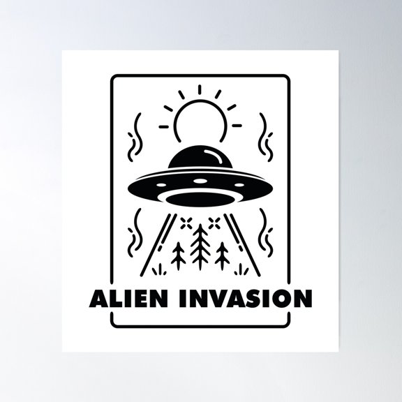 Alien Invasion Poster Wall Art, Modern Wall Decor For Living Room Bedroom, 16x24 UNFRAMED