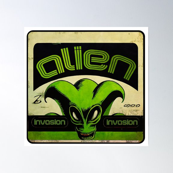 Alien Invasion Poster Wall Art, Modern Wall Decor For Living Room Bedroom, 24x24 UNFRAMED