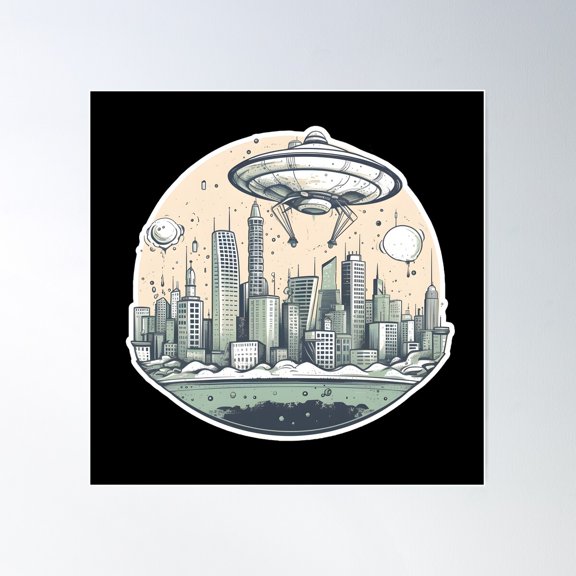 Alien Invasion Poster Wall Art, Modern Wall Decor For Living Room Bedroom, 30x30 UNFRAMED