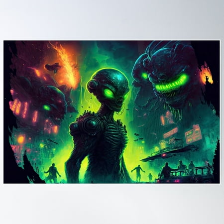 Alien Invasion Vol. 2 Poster Wall Art, Modern Wall Decor For Living Room Bedroom, 12x18 UNFRAMED