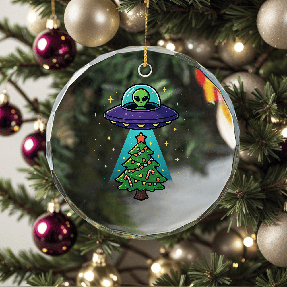 Alien Lights Ufo Abduction Tree Ornament Home Decoration, Crystal Glass ...