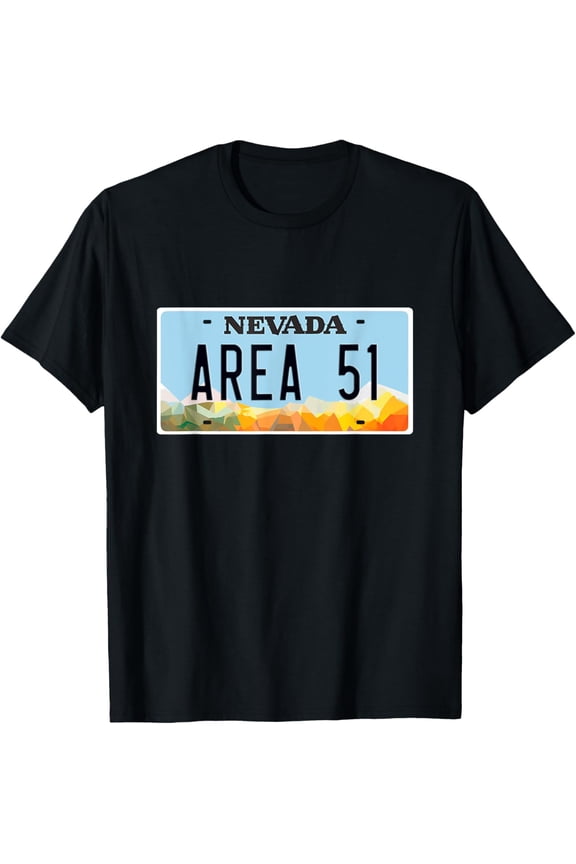 Alien Martian Site Raid Space Nevada License Plate T-shirt