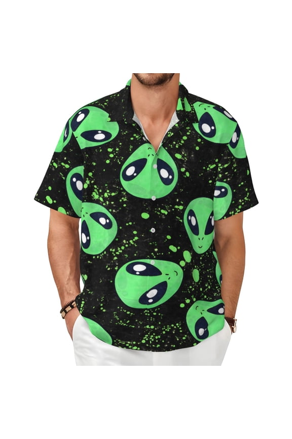 Alien Men'S Short-Sleeved Shirts with All-Over Prints for Indoor and Outdoor Wear