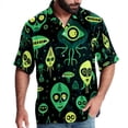 thumbnail image 1 of Alien Men's Casual Printed Poplin Short Sleeve Button Down Beach Shirt with Spread Collar Top, 1 of 6