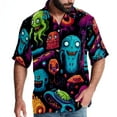 thumbnail image 1 of Alien Men's Casual Short Sleeve Printed Button Down Spread Collar Tops Summer Beach Shirts Unisex, 1 of 6