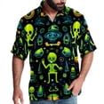 thumbnail image 1 of Alien Men's Casual Spread Collar Hawaiian Short Sleeve Button Down Summer Beach Tops, 1 of 6