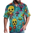 thumbnail image 1 of Alien Men's Hawaiian Shirt, Button Down Poplin Short Sleeve Casual Summer Beach Printed Unisex Shirts, 1 of 6