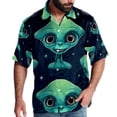 thumbnail image 1 of Alien Men's Poplin Shirt, Casual Short Sleeve Printed Button Down Summer Beach Unisex Shirts, 1 of 6