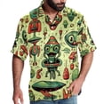 thumbnail image 1 of Alien Men's Poplin Shirt, Casual Short Sleeve Printed Button Down Summer Beach Unisex Shirts, 1 of 6