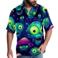 thumbnail image 1 of Alien Men's Short Sleeve Button Down Beach Shirts, Casual Printed Summer Unisex Tops, 1 of 6