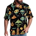 thumbnail image 1 of Alien Men's Short Sleeve Button Down Poplin Hawaiian Shirt for Summer Beach, Casual Printed Unisex Style, 1 of 6