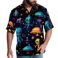 thumbnail image 1 of Alien Men's Short Sleeve Hawaiian Shirt, Casual Printed Button Down Beach Tops for Summer, Spread Collar Mens Shirts Unisex, 1 of 6