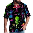 thumbnail image 1 of Alien Men's Short Sleeve Poplin Shirt with Spread Collar Tops, Casual Printed Button Down, Summer Beach Shirt for Men - Unisex, Stylish Men's Shirts, 1 of 6