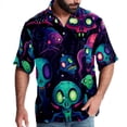 thumbnail image 1 of Alien Men's Short Sleeve Printed Button Down Beach Shirt Casual Summer Unisex Tops with Spread Collar, 1 of 6