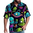 thumbnail image 1 of Alien Men's Short Sleeve Printed Poplin Shirt with Spread Collar Tops - Casual Button Down Summer Beach Shirt for Men and Women, 1 of 6