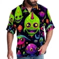 thumbnail image 1 of Alien Men's Short Sleeve Shirts with Spread Collar Tops, Casual Printed Poplin Shirt, Button Down Short Summer Beach Shirts - Unisex, 1 of 6