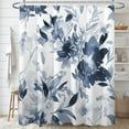 thumbnail image 1 of Alien Meow Aqua Blue Floral Polyester Shower Curtain, 72" x 72" Waterproof, 1 of 6