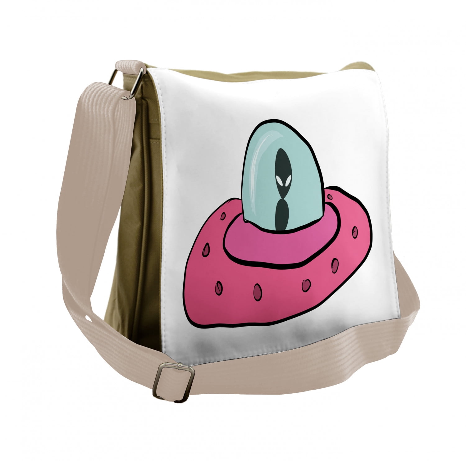 Alien Messenger Bag, Doodle Style Flying Saucer, Unisex Cross-body, by ...