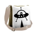 thumbnail image 1 of Alien Messenger Bag, Monochrome Stamp Look Space, Unisex Cross-body, by Ambesonne, 1 of 2
