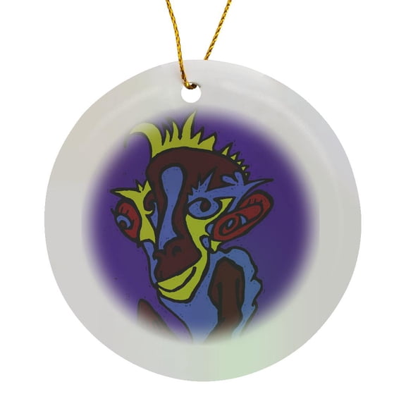 3drose, Alien Monkey, Circle Porcelain Ornament