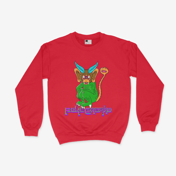 Alien Monkey Creature Polis Casfino Print Sweatshirt