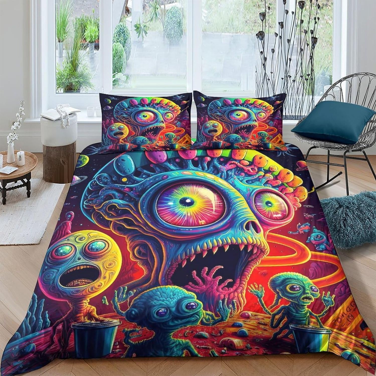 Alien Monster 3D Printed Animal Quilt Cover Bedding Set Comforter alien-monster-3d-printed-animal-quilt-cover-bedding-set-comforter
