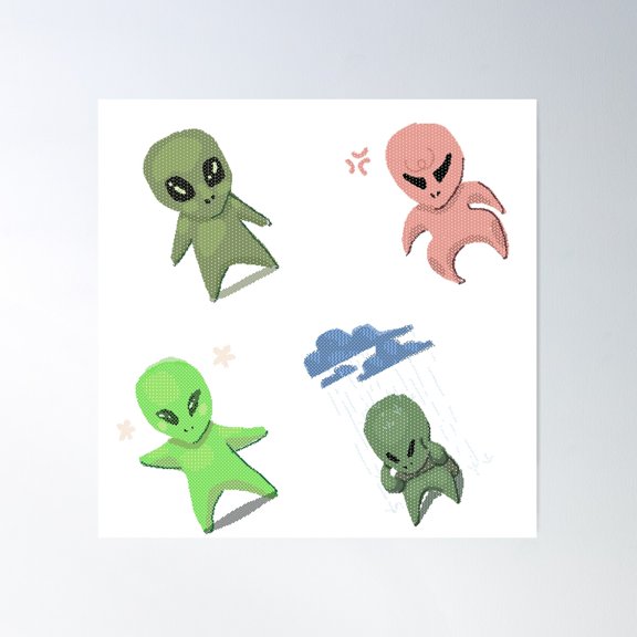 Alien Moodlets Poster Wall Art, Modern Wall Decor For Living Room Bedroom, 30x30 UNFRAMED