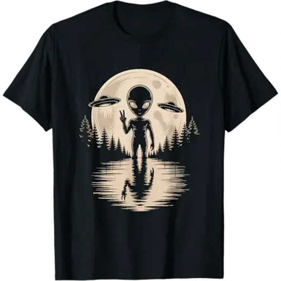 Alien Moon Space UFO Extraterrestrial Vintage T-Shirt