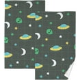 thumbnail image 1 of Alien Moon Star Outer Space Bath Hand Towel Soft Cotton Highly Absorbent Fingertip Towels for Bathroom Beach Kitchen Sports Gym Yoga Travel (2-Pieces Towel Sets, 28x16 inch), 1 of 7