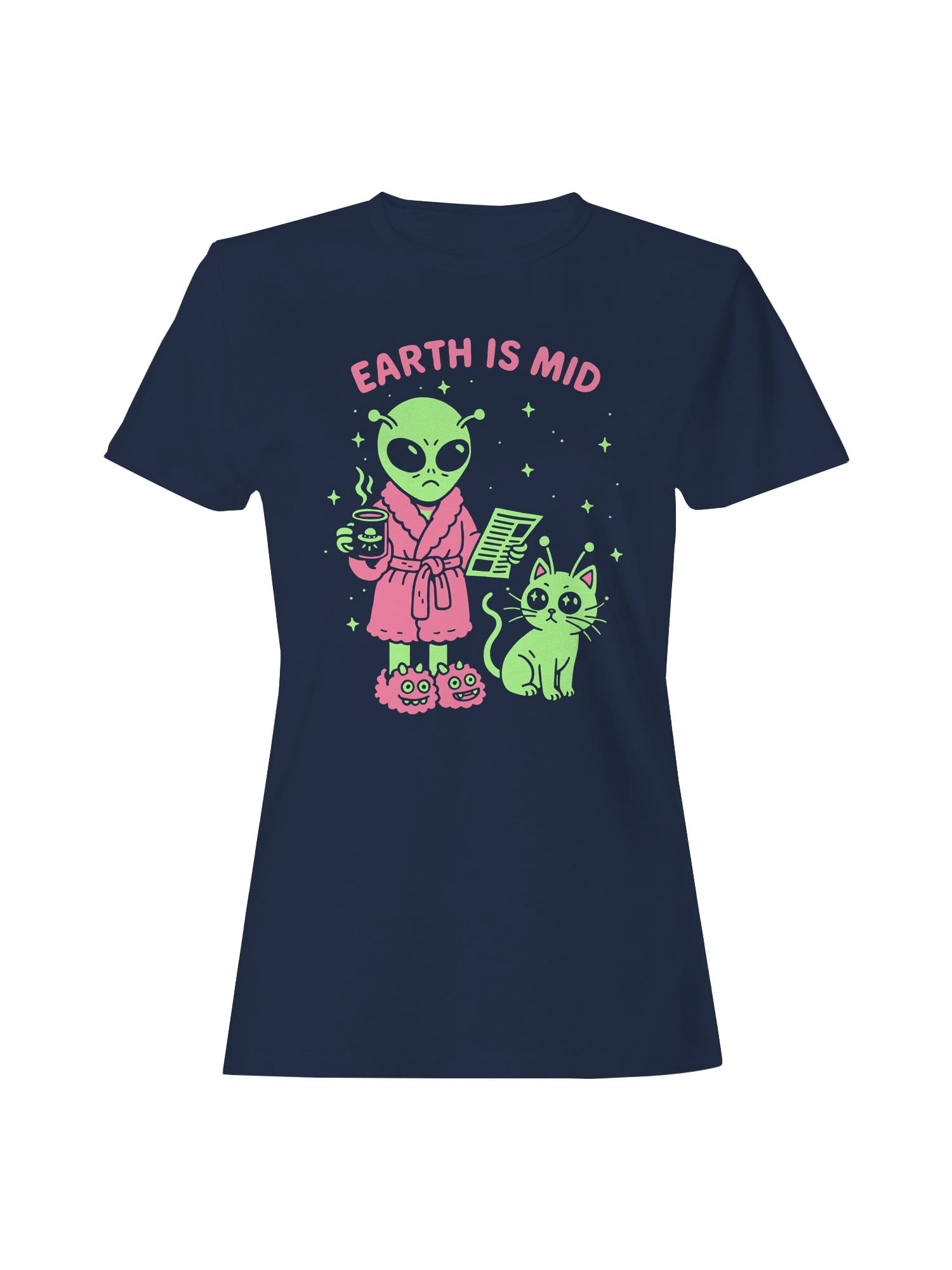 Alien Morning Routine Humor Design Women's T-shirt - Walmart.com