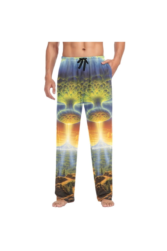 Alien Mushroom Cloud Mens Cotton Pajama Pant Sleep and Lounge Bottons with Pockets