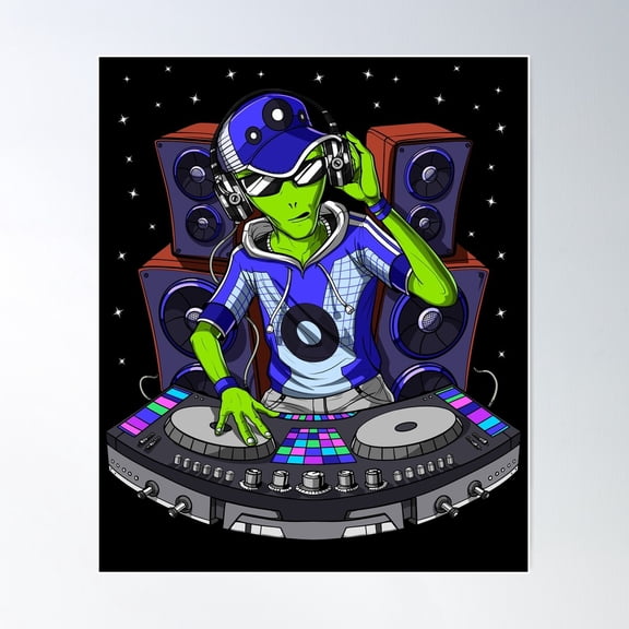 Alien Music Dj Poster Wall Art, Modern Wall Decor For Living Room Bedroom, 8x12 UNFRAMED