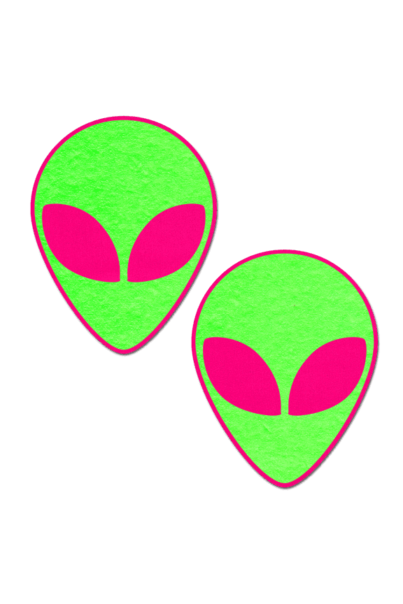 Alien: Neon/Glowing Green Alien on Neon Pink Nipple Pasties by Pastease