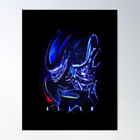 Alien Neon Poster Wall Art, Modern Wall Decor For Living Room Bedroom, 24x36 UNFRAMED