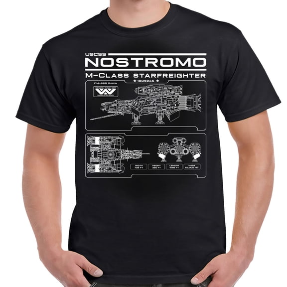 Alien Nostromo Schematic Wireframe Adult Shirt-Small