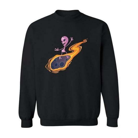 Alien On Meteorite Design Sweatshirt Women -Image by Shutterstock, Female x-Large