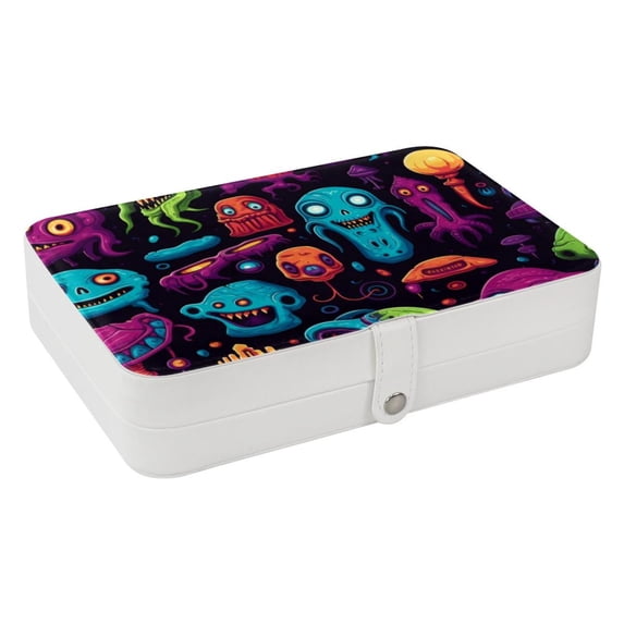 Alien PU Leather Earring Holder with Removable Compartment, Portable Necklace Organizer, Travel Organizer, Jewelry Display