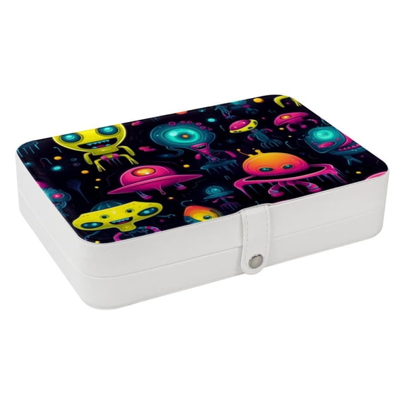 Alien PU Leather Necklace Organizer Jewelry Box Earring Organizer with Removable Compartment, Portable