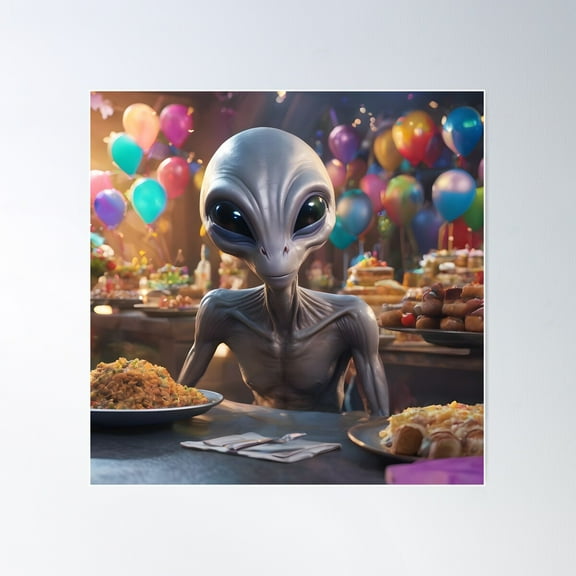 Alien Party Poster Wall Art, Modern Wall Decor For Living Room Bedroom, 30x30 UNFRAMED