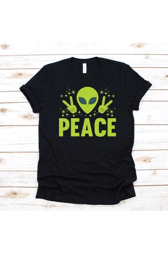 Alien Peace Extraterrestrial UFO Space Conspiracy Graphic Novelty T Shirt,for unisex up to size 5XL