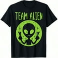 thumbnail image 1 of Alien Peace Funny Ufo Space-Shirt Youth Men, Oversized Cotton Graphic Shirt, 1 of 6