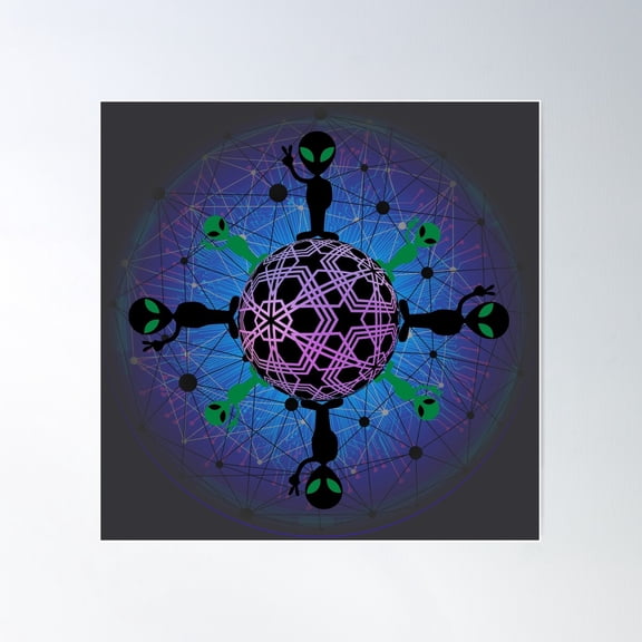 Alien Peace Rally Poster Wall Art, Modern Wall Decor For Living Room Bedroom, 24x24 UNFRAMED