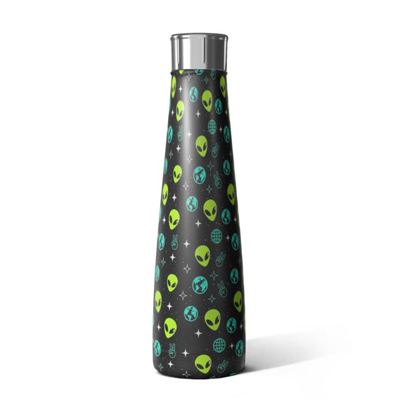 Alien Peace Sign Black Pattern Cola Shaped Water Bottle 1 Pack, Vacuum Insulated Slim Beverage Bottle Pc Screw Lid Gifts Ideas for Home Office Outdoor Sports Car