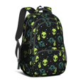 thumbnail image 1 of Alien Peace Sign Black Pattern Cute School Backpack Bag with Padded Back and Adjustable Shoulder Straps 16.9 X 12.6 X 5.9 Inches, 1 of 5