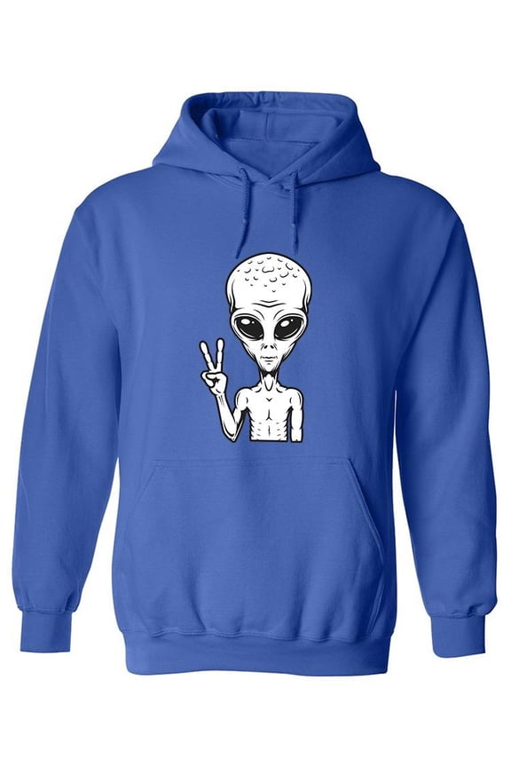 Alien Peace Sign Hoodie Men -Image by Shutterstock, Male Large