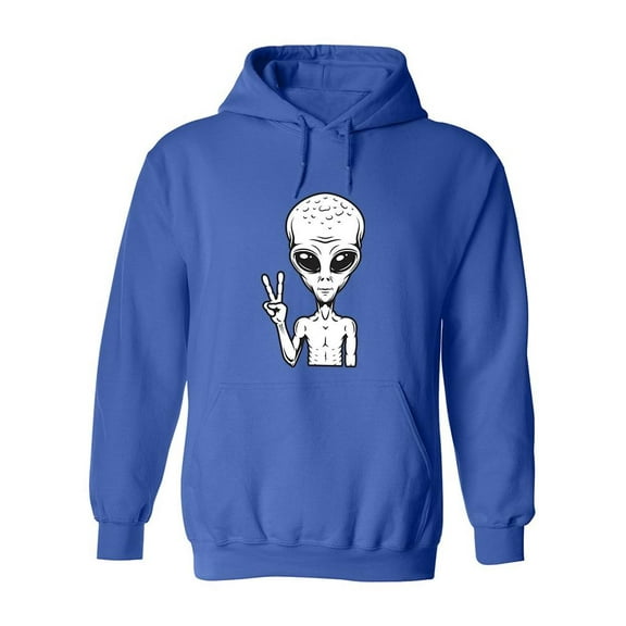Alien Peace Sign Hoodie Men -Image by Shutterstock, Male XX-Large