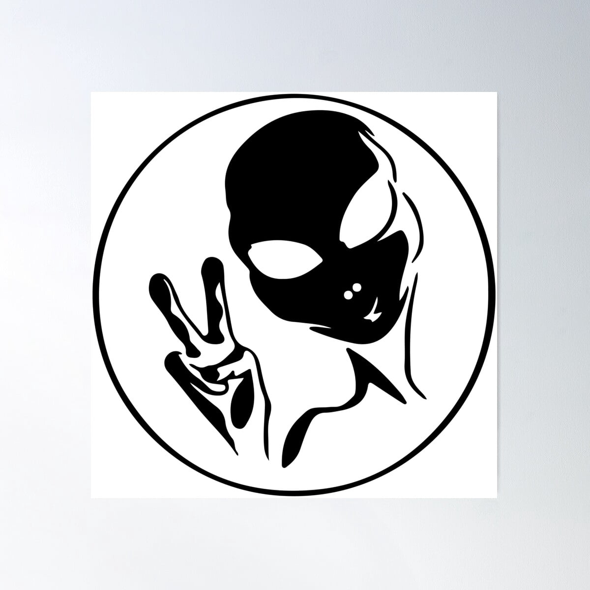 Alien Peace Sign Poster Wall Art, Modern Wall Decor For Living Room ...