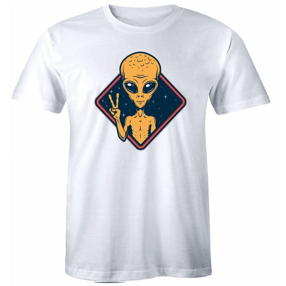 Alien Peace Sign T-Shirt Space Alien Hand Peace Sign Graphic Unisex Tee